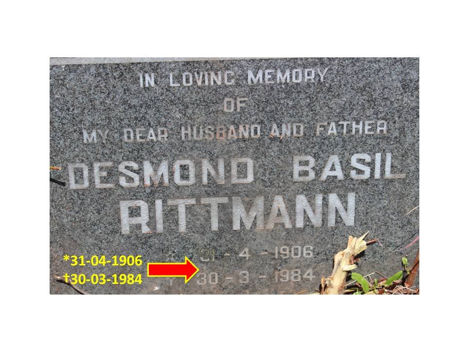 RITTMANN Desmond Basil 1906-1984