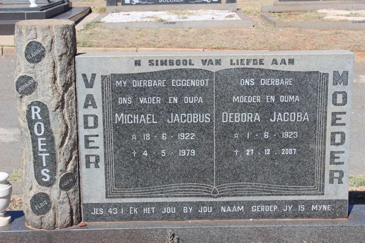 ROETS Michael Jacobus 1922-1979 &amp; Debora Jacoba 1923-2007