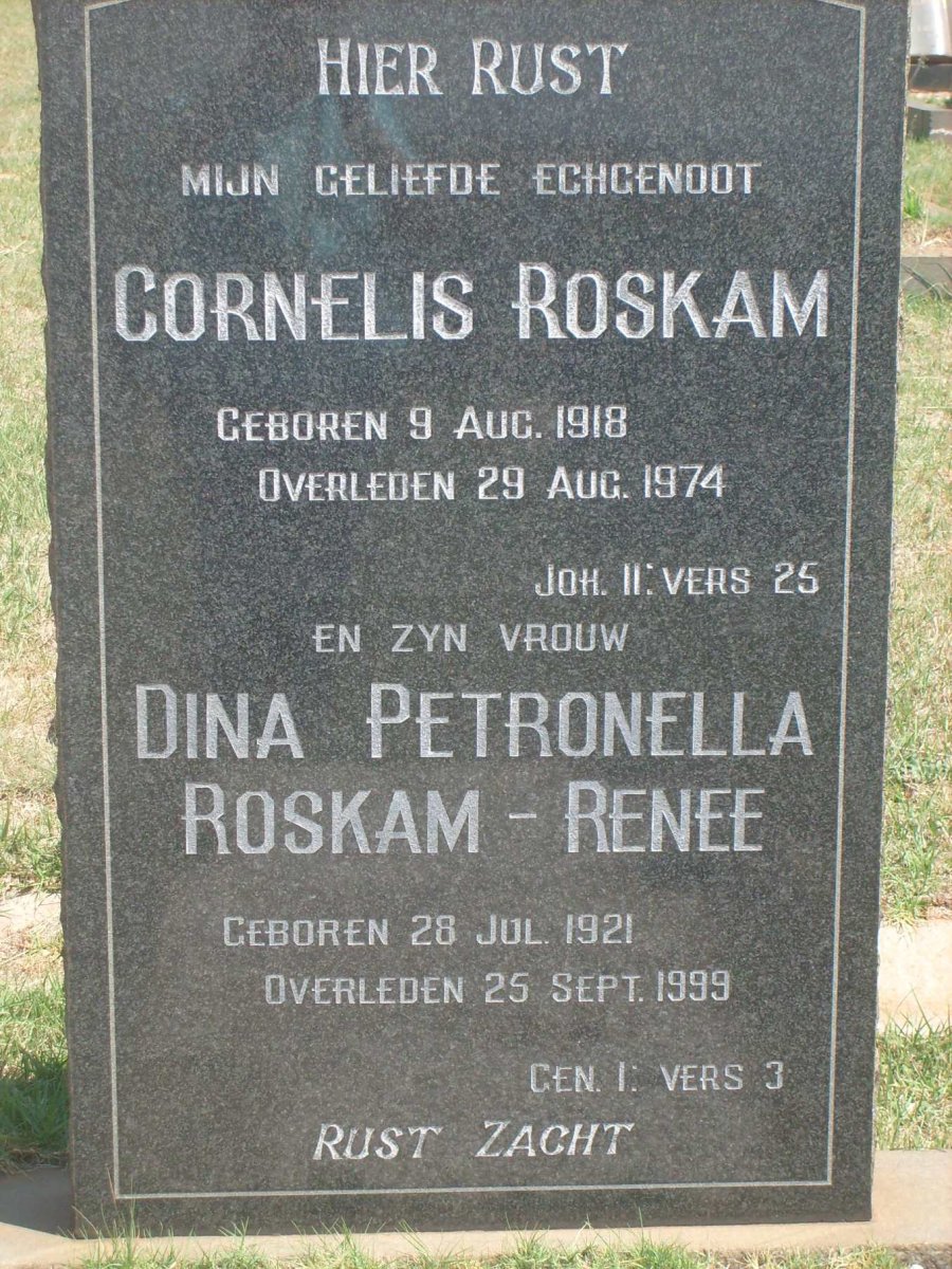 ROSKAM Cornelis 1918-1974 &amp; Dina Petronella RENEE 1921-1999