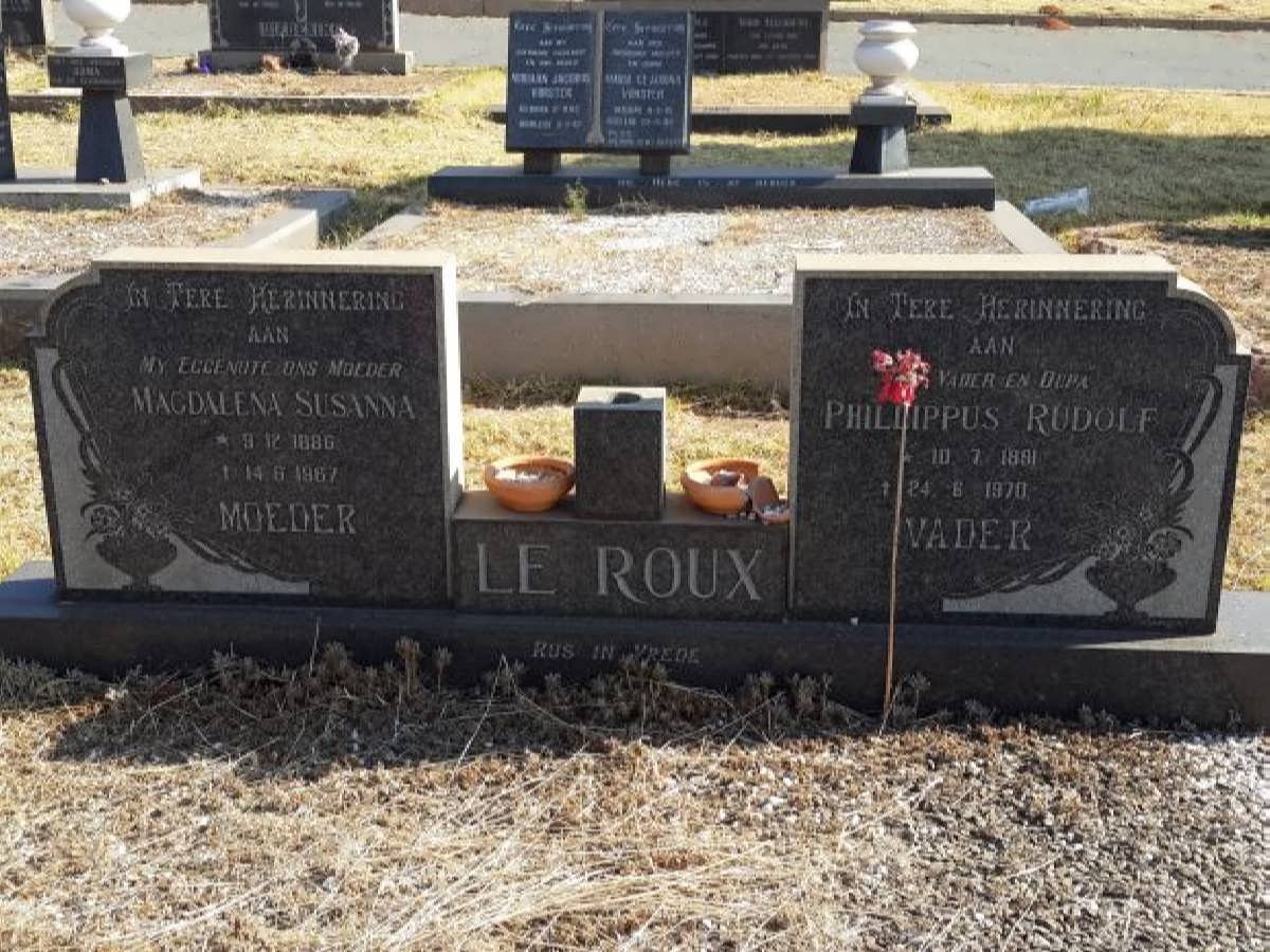 ROUX Phillippus Rudolf, le 1891-1970 &amp; Magdalena Susanna 1886-1967