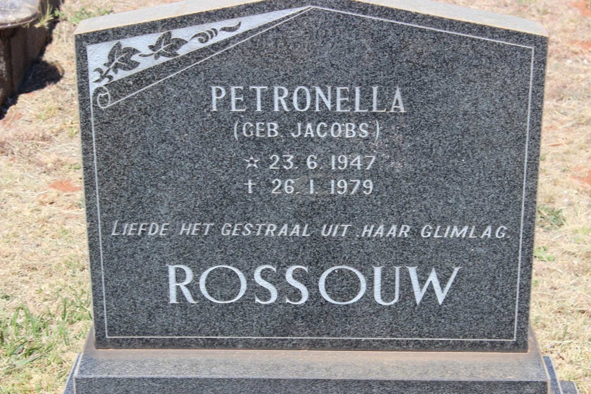 ROSSOUW Petronella nee JACOBS 1947-1979
