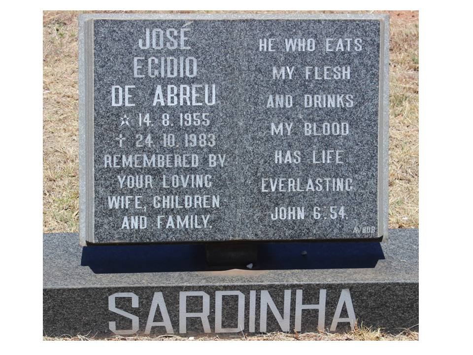 SARDINHA José Egidio De Abreu 1955-1983