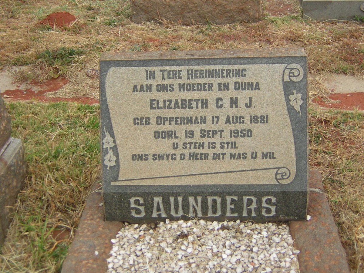 SAUNDERS Elizabeth C.M.J.nee OPPERMAN 1881-1950