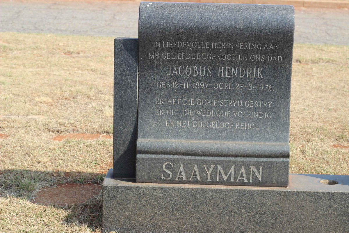 SAAYMAN Jacobus Hendrik 1897-1976