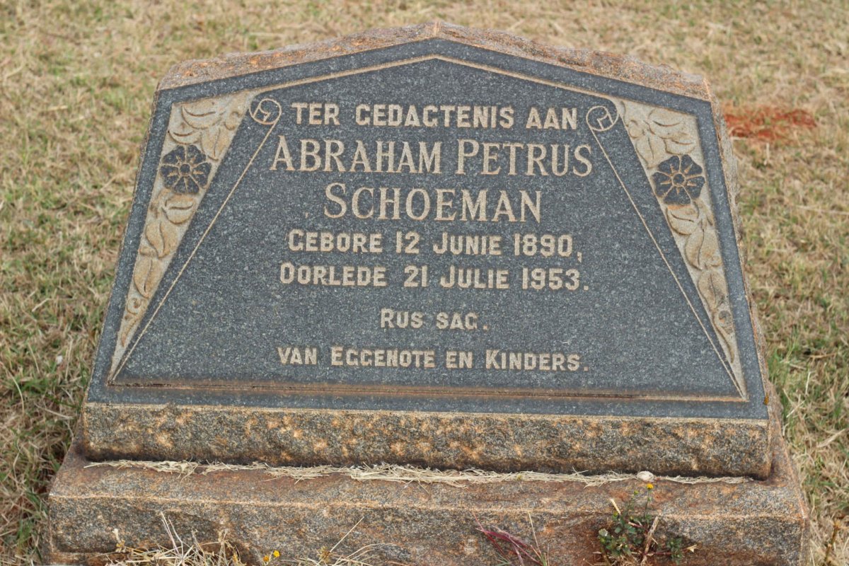 SCHOEMAN Abraham Petrus 1890-1953