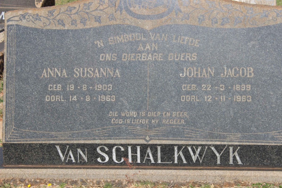 SCHALKWYK Johan Jacob, van 1899-1963 &amp; Anna Susanna 1903-1963