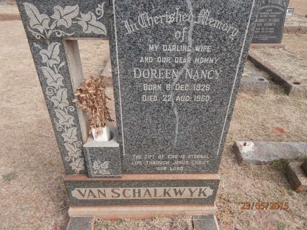 SCHALKWYK Doreen Nancy, van 1926-1960