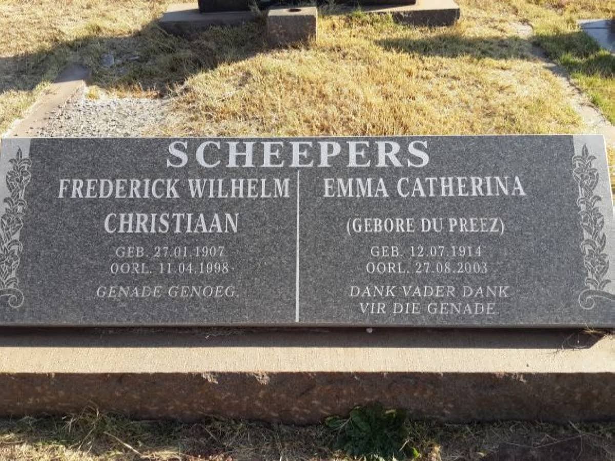 SCHEEPERS Frederick Wilhelm Christiaan 1907-1998 &amp; Emma Catherina DU PREEZ 1914-2003