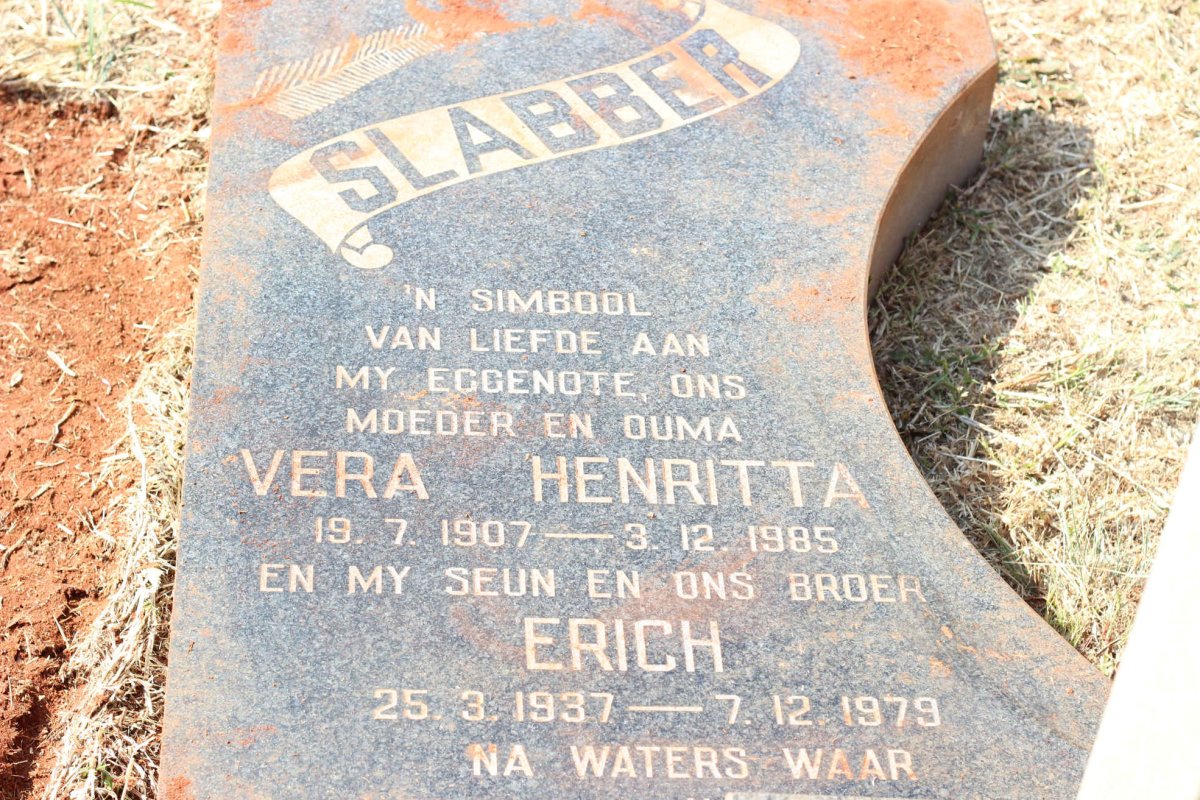 SLABBER Erich 1937-1979 &amp; Vera Henritta 1907-1985