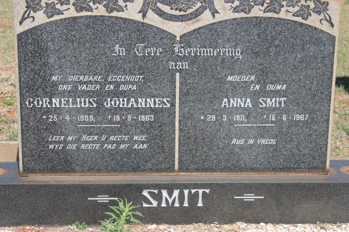 SMIT Cornelius Johannes 1909-1963 &amp; Anna 1911-1967