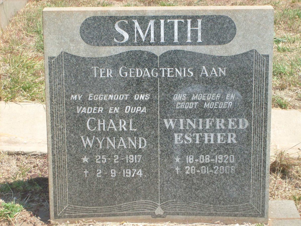 SMITH Charl Wynand 1917-1974 &amp; Winifred Esther 1920-2008