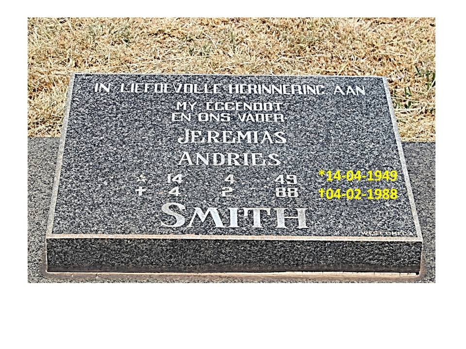 SMITH Jeremias Andries 1949-1988