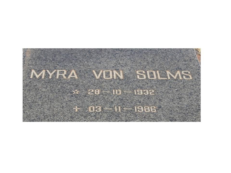 SOLMS Myra, von 1932-1986