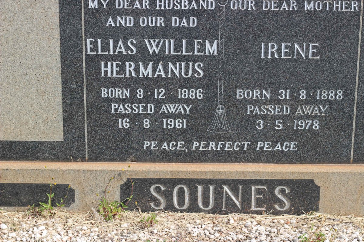 SOUNES Elias Willem Hermanus 1886-1961 &amp; Irene 1888-1978