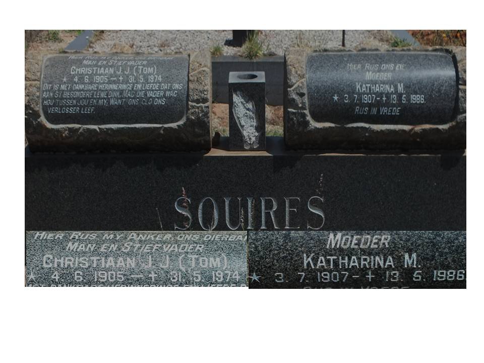 SQUIRES Christiaan J.J. 1905-1974 &amp; Katharina M. 1907-1986