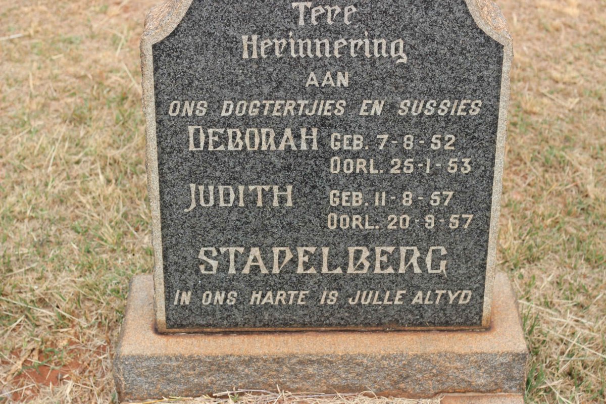 STAPELBERG Deborah 1952-1953 :: STAPELBERG Judith 1957-1957