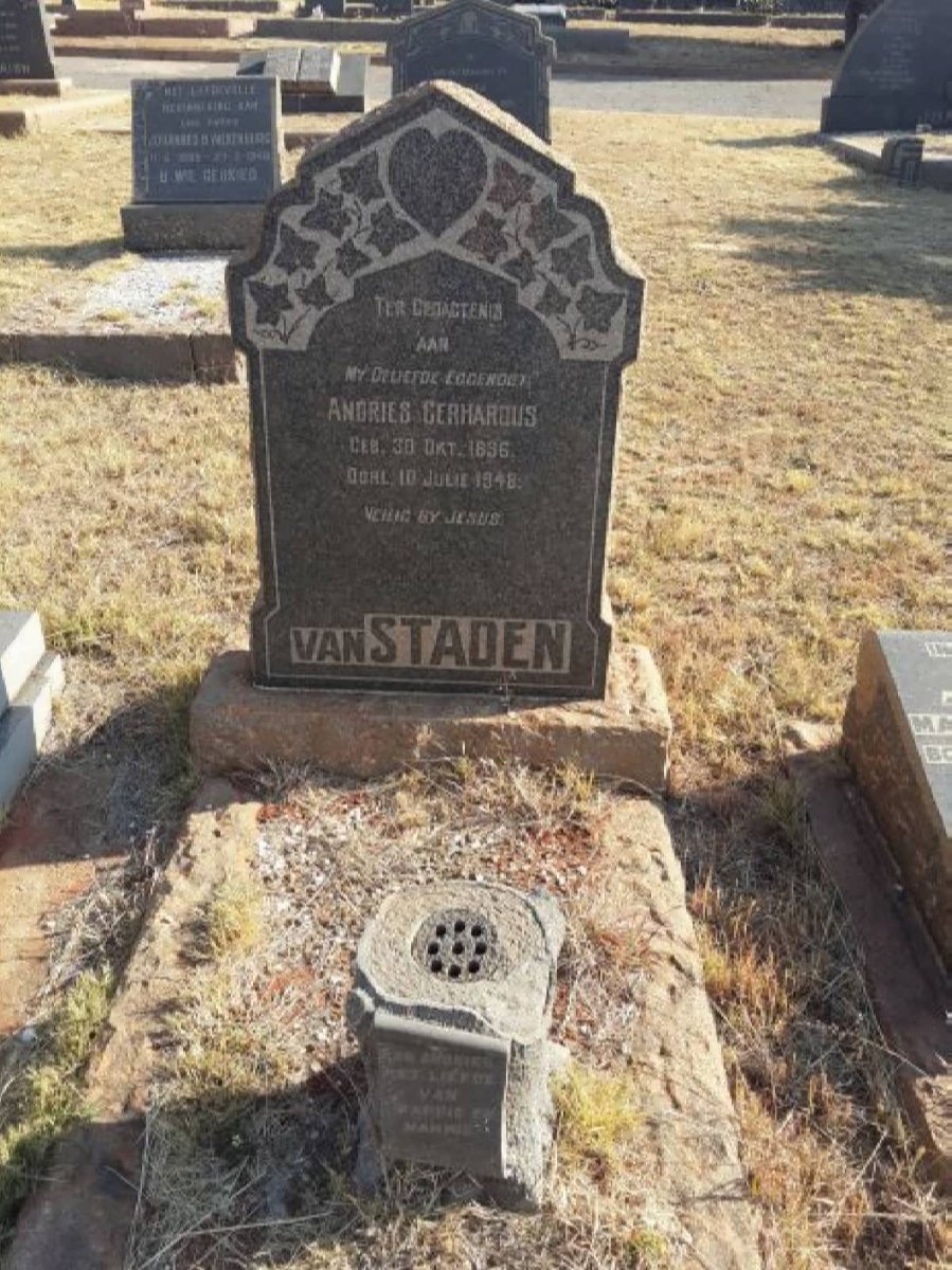 STADEN Andries Gerhardus, van 1896-1948