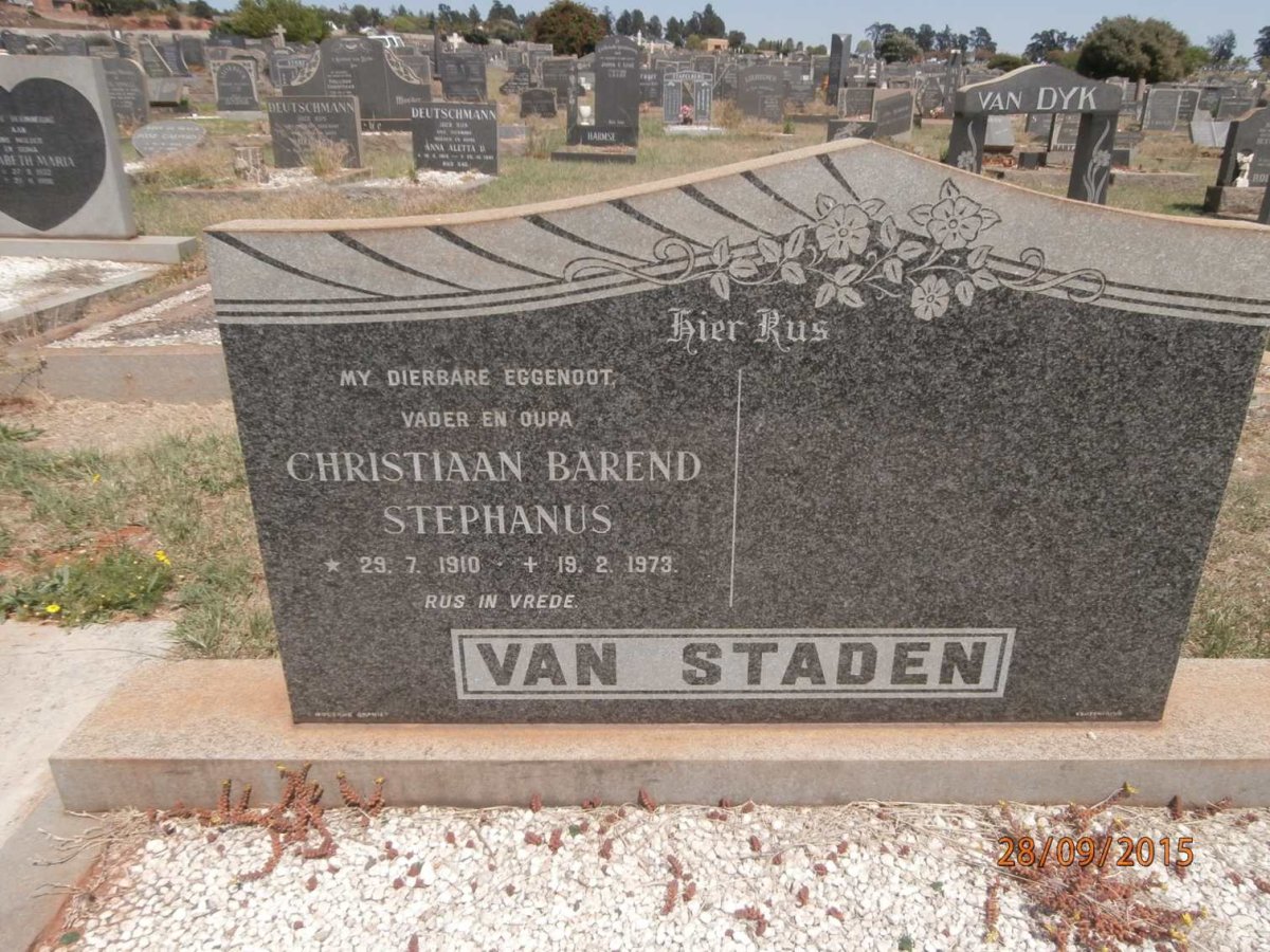 STADEN Christiaan Barend Stephanus, van 1910-1973