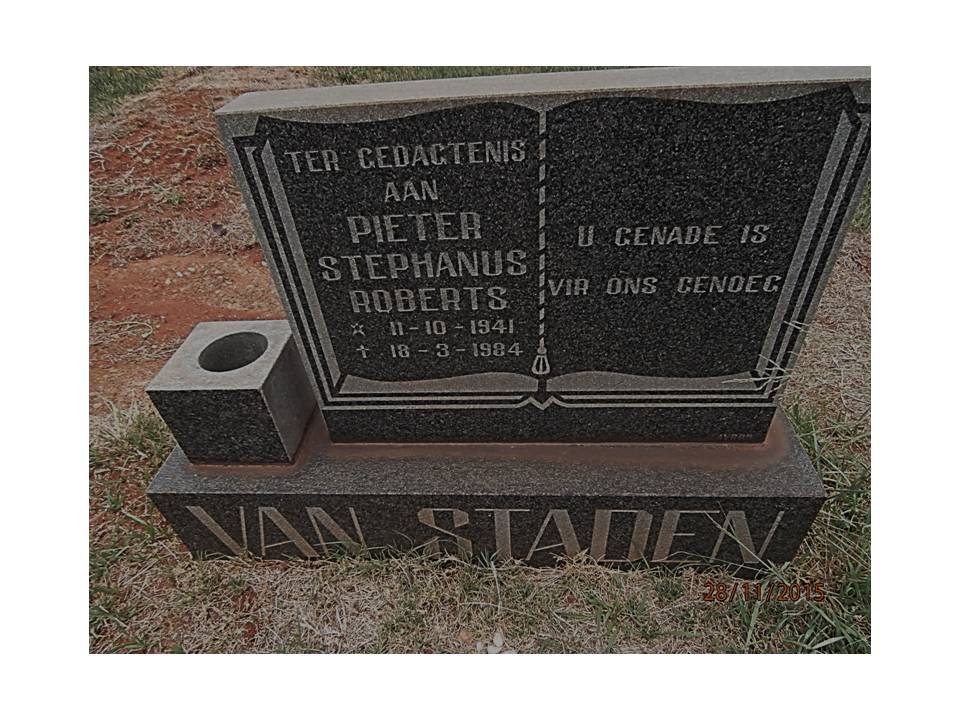 STADEN Pieter Stephanus Roberts, van 1941-1984