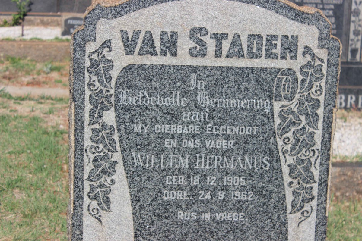 STADEN Willem Hermanus, van 1905-1962