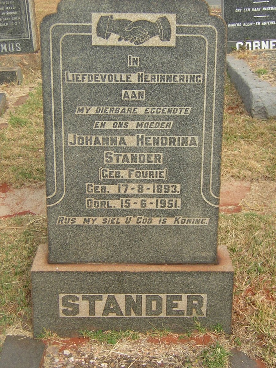 STANDER Johanna Hendrina nee FOURIE 1893-1951