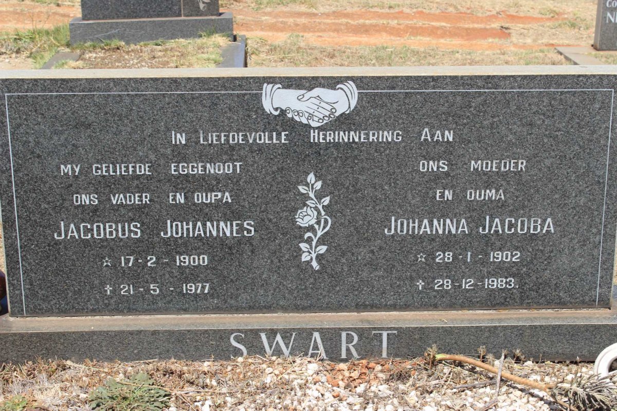 SWART Jacobus Johannes 1900-1977 &amp; Johanna Jacoba 1902-1983