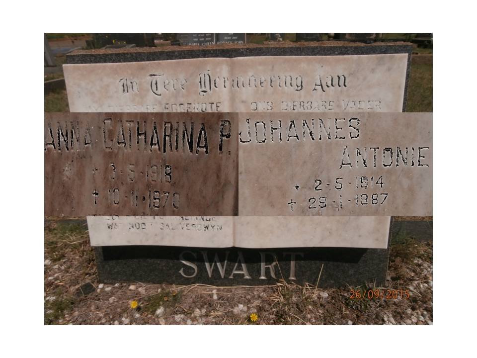 SWART Johannes Antonie 1914-1987 &amp; Anna Catharina P. 1918-1970
