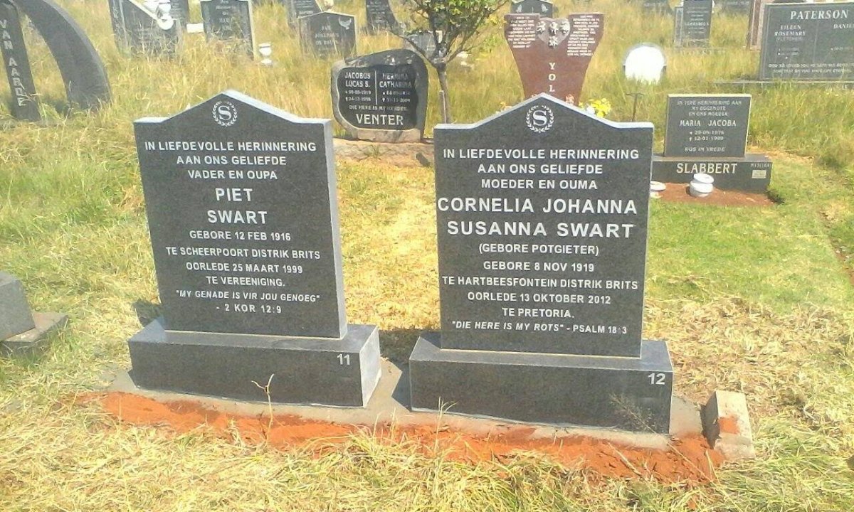 SWART Piet 1916-1999 &amp; Cornelia Johanna Susanna POTGIETER 1919-2012