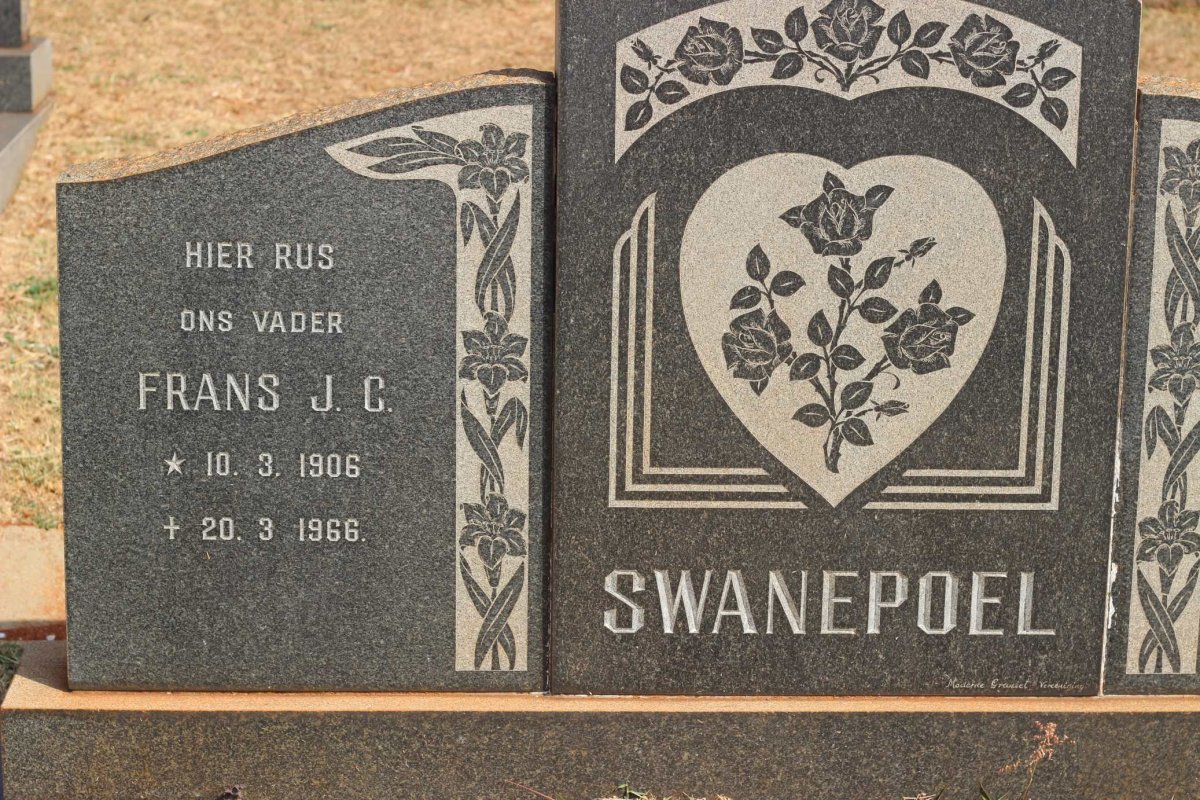 SWANEPOEL Frans J.C. 1906-1966 &amp; Johanna C. 1910-1958