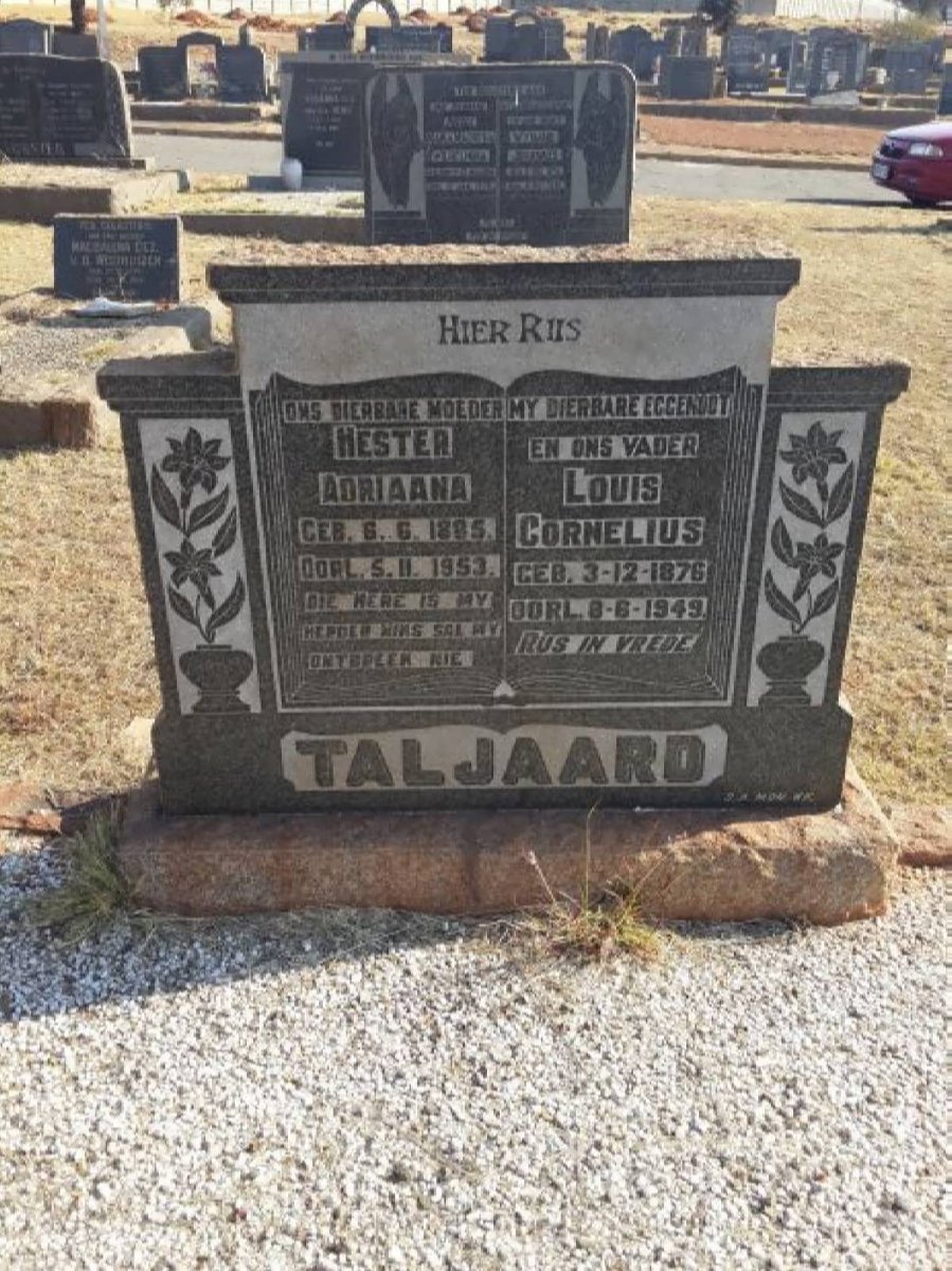 TALJAARD Louis Cornelius 1876-1949 &amp; Hester Adriaana 1885-1953