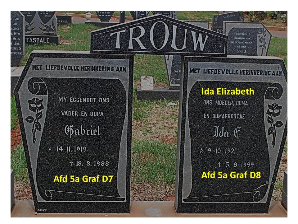 TROUW Gabriel 1919-1988 &amp; Ida Elizabeth 1921-1999