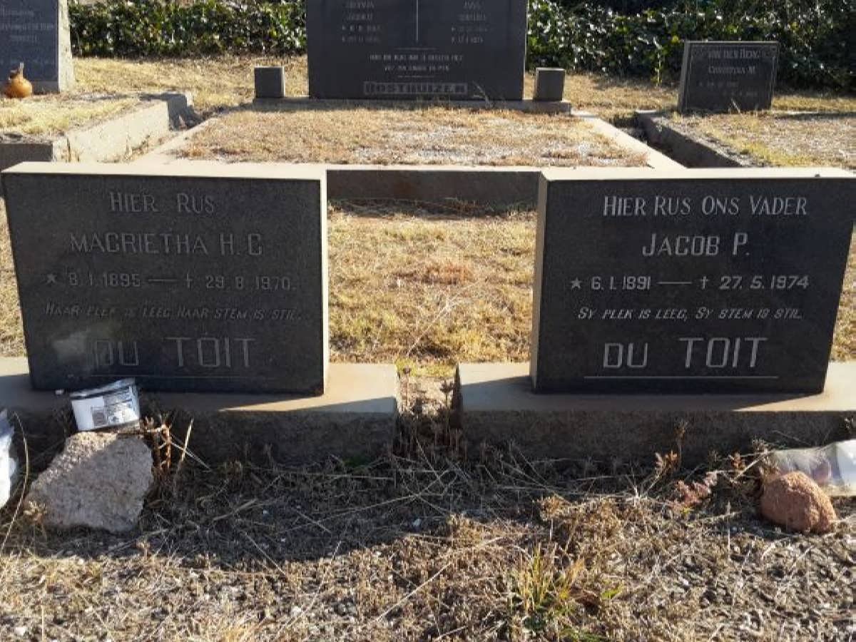 TOIT Jacob P., du 1891-1974 &amp; Magrietha H.C. 1895-1970