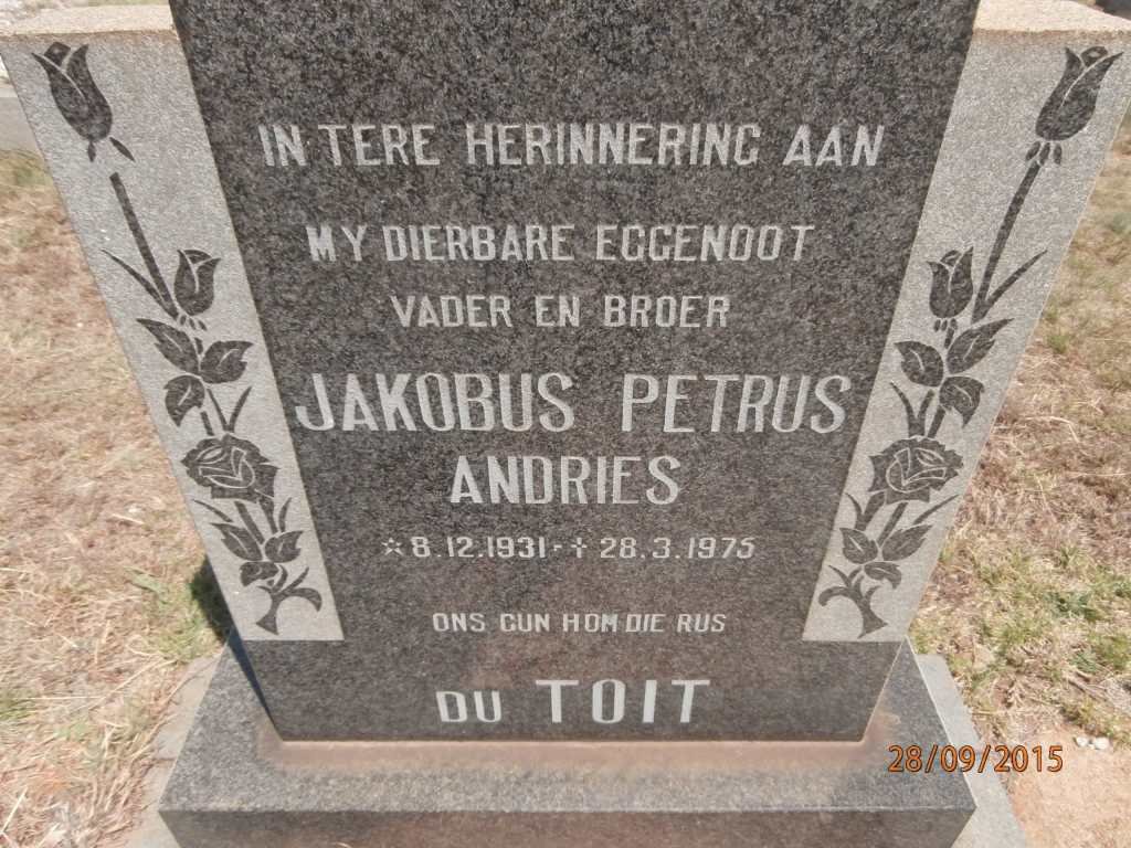 TOIT Jakobus Petrus Andries, du 1931-1975