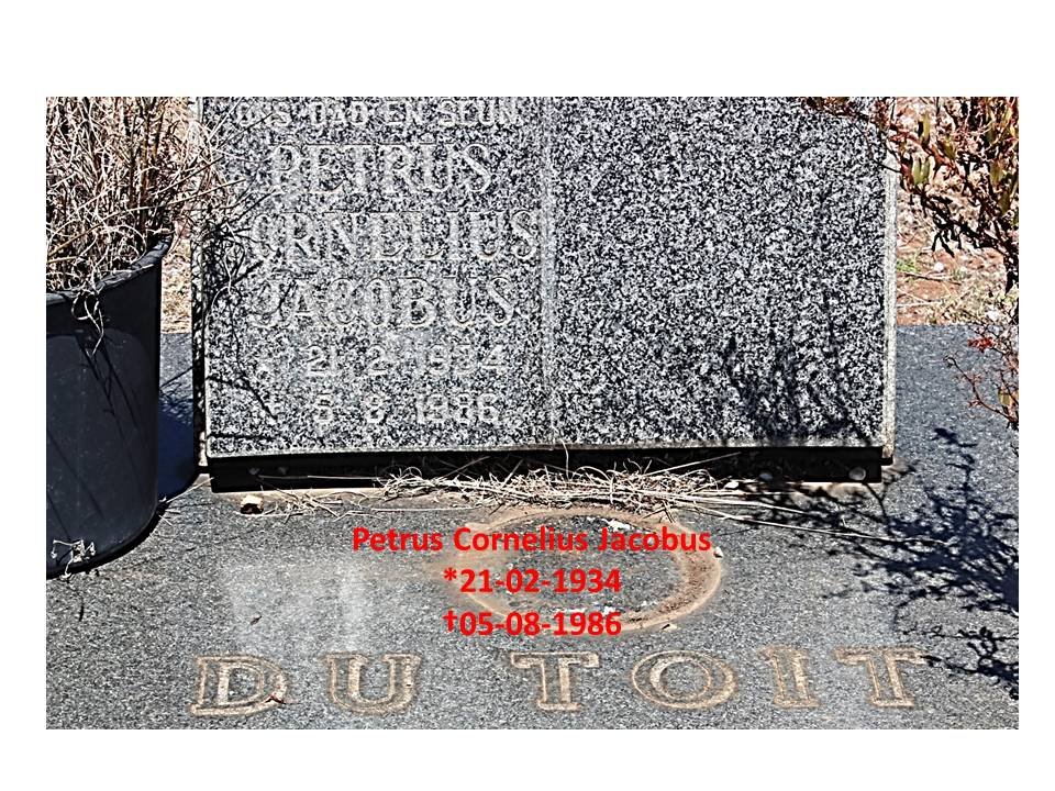 TOIT Petrus Cornelius Jacobus, du 1934-1986