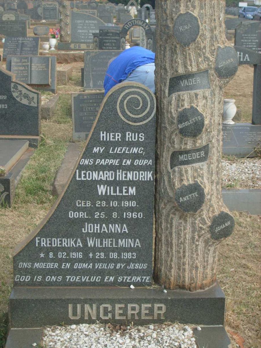 UNGERER Leonard Hendrik Willem 1910-1960 &amp; Johanna Frederika Wilhelmina 1916-1983