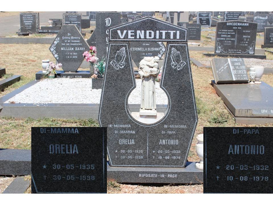 VENDITTI Antonio 1932-1978 &amp; Orelia 1935-1998