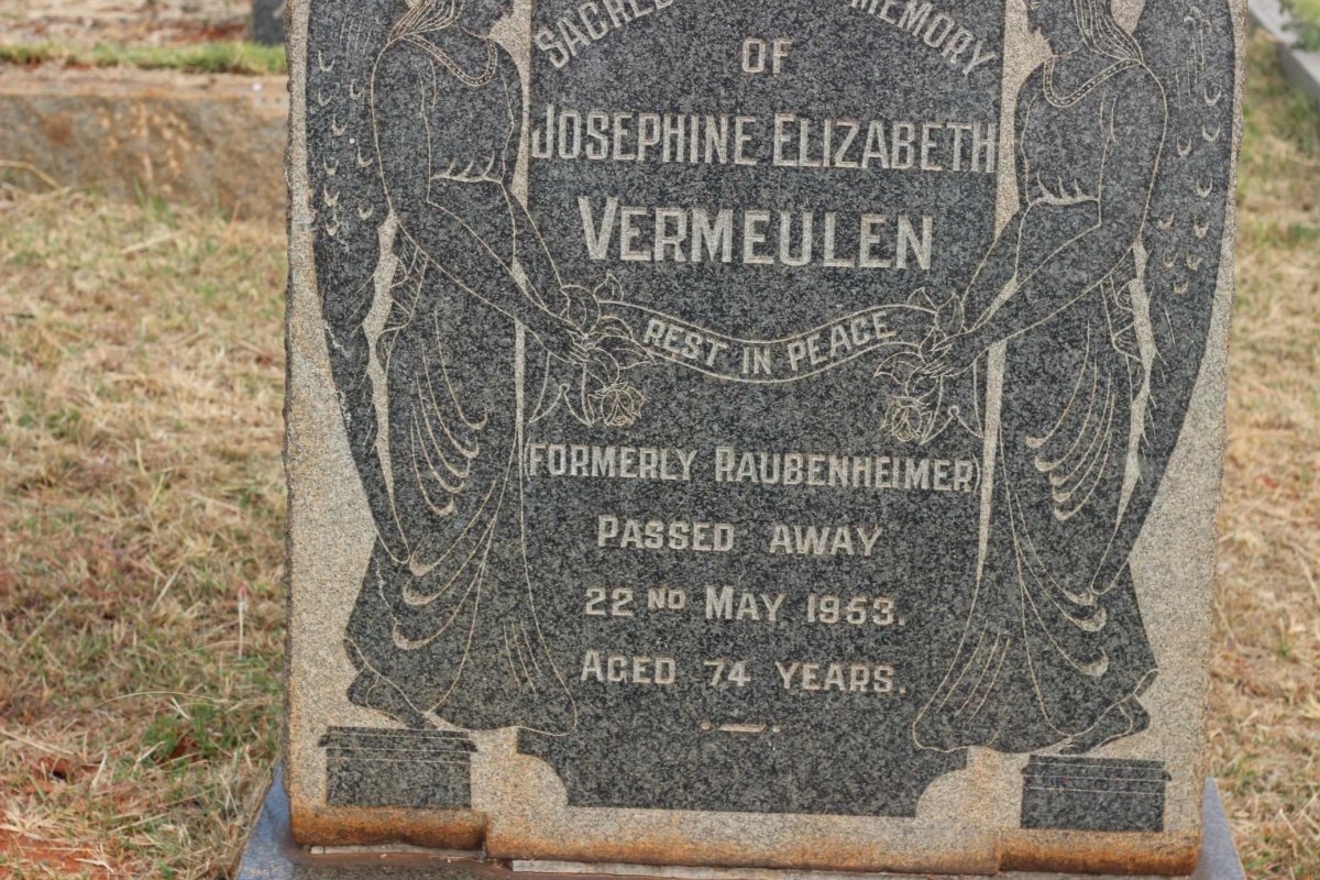 VERMEULEN Josephine Elizabeth formerly RAUBENHEIMER -1953