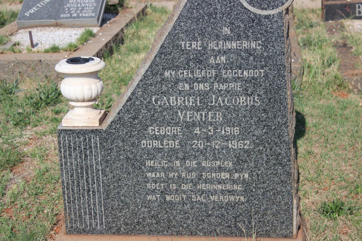 VENTER Gabriel Jacobus 1916-1962
