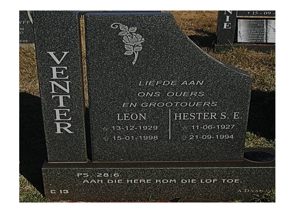 VENTER Leon 1929-1998 &amp; Hester S.E. 1927-1994