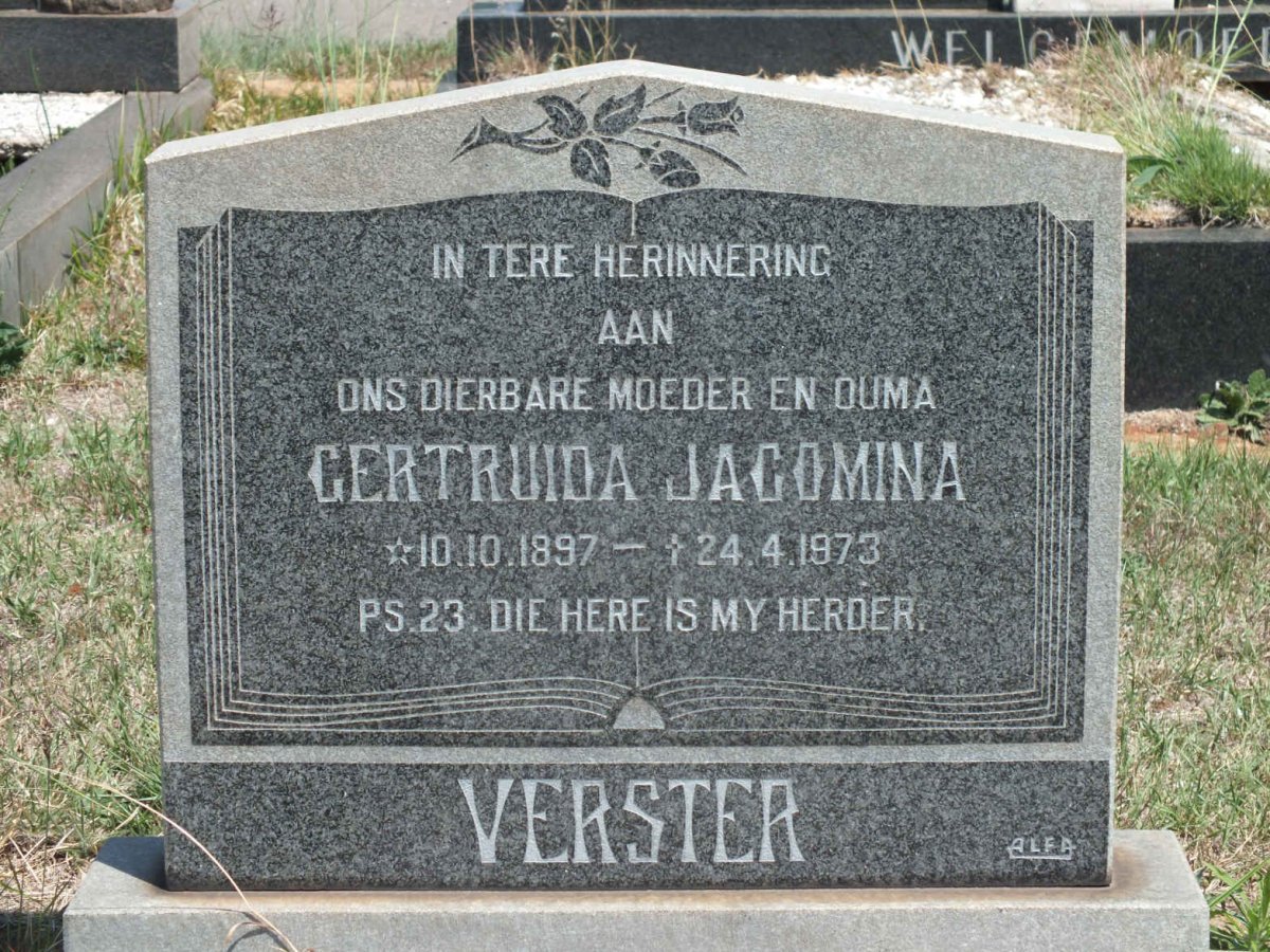 VERSTER Gertruida Jacomina 1897-1973
