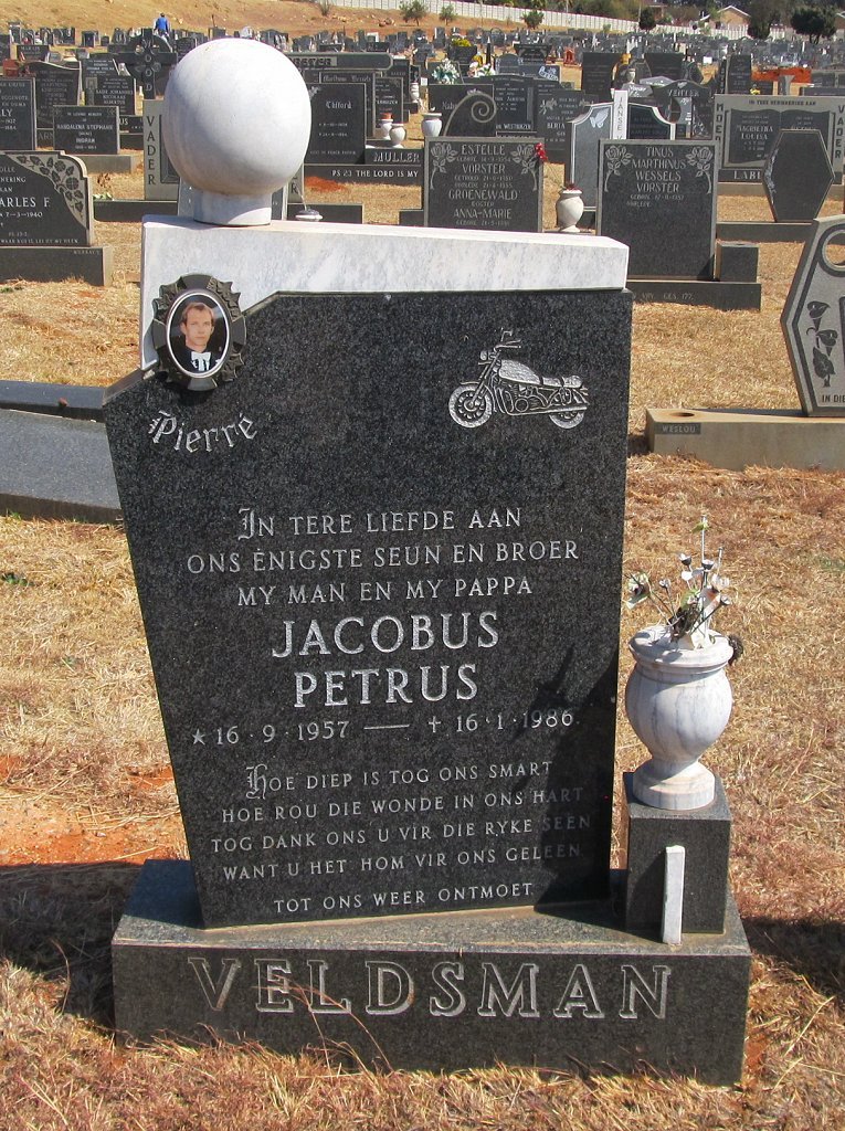 VELDSMAN Jacobus Petrus 1957-1986