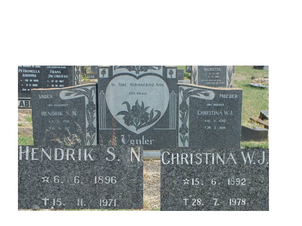 VENTER Hendrik S.N. 1896-1971 &amp;  Christina W.J. 1892-1978
