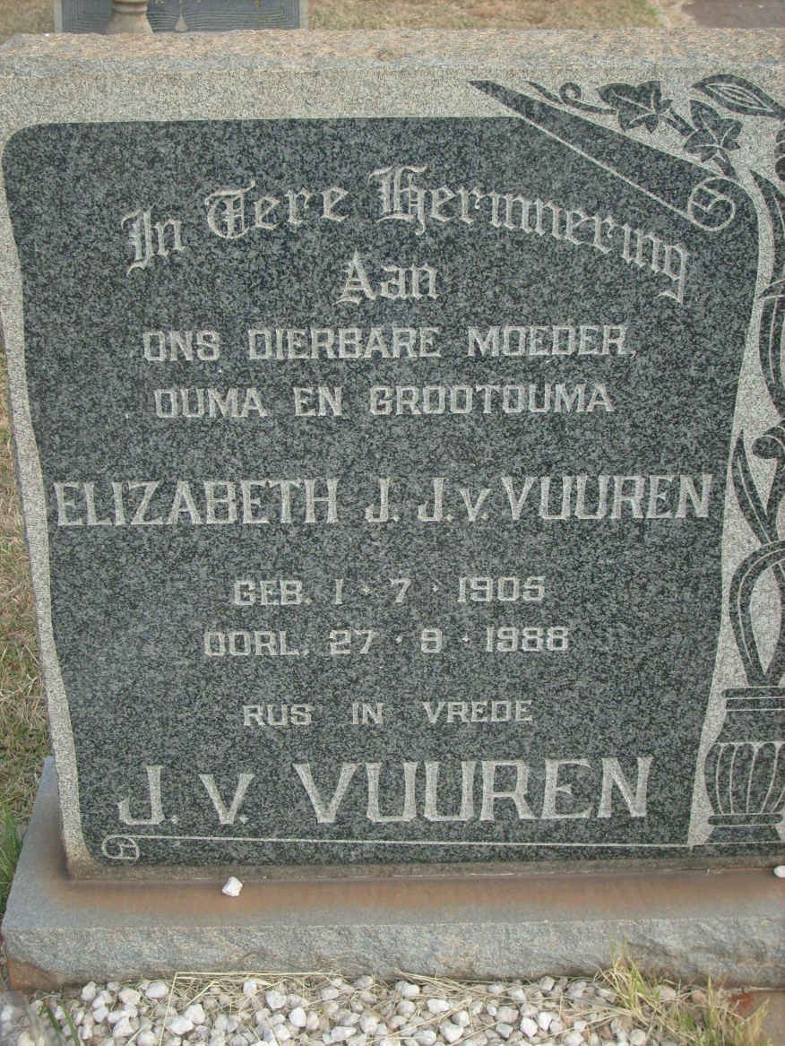 VUUREN Elizabeth J., J. v. 1905-1988