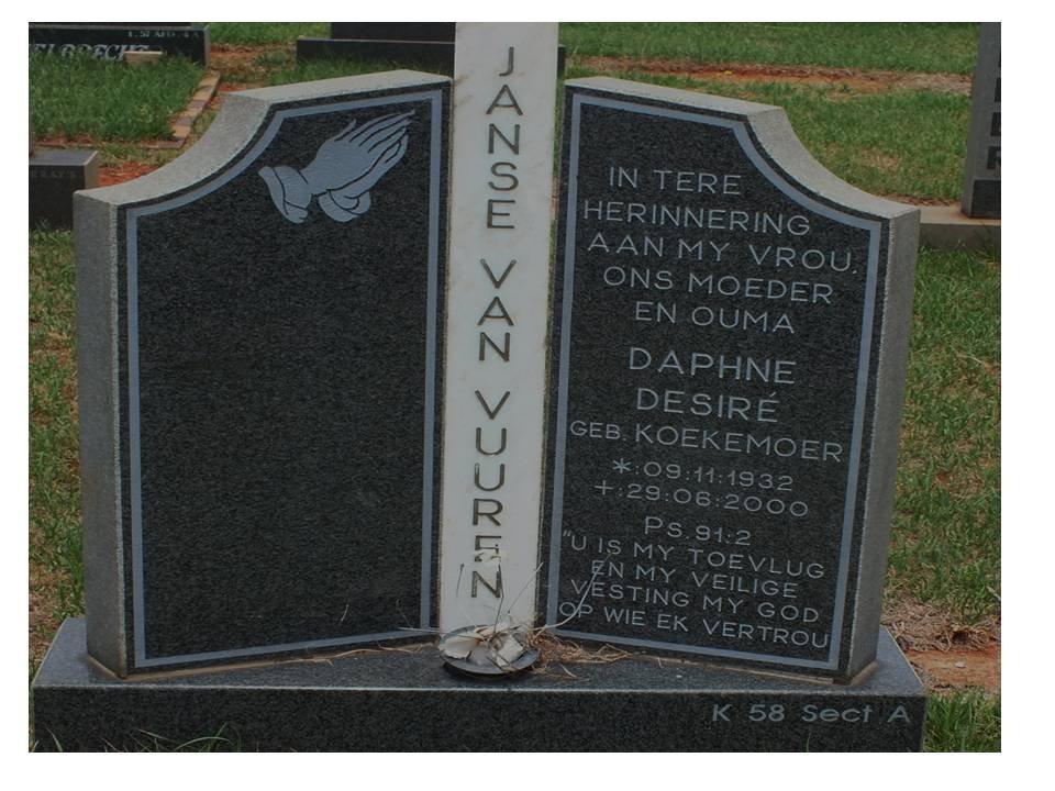 VUUREN Daphne Desire, Janse van nee KOEKEMOER 1932-2000