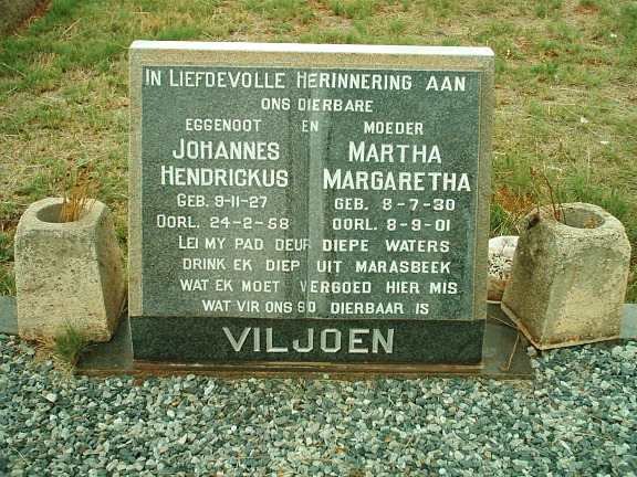 VILJOEN Johannes Hendrickus 1927-1958 &amp; Martha Margaretha 1930-2001