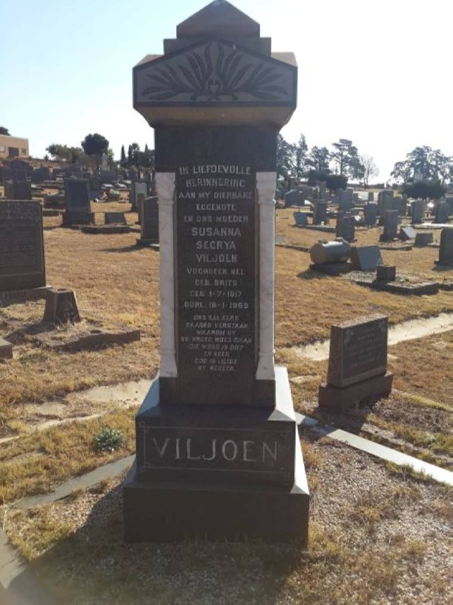 VILJOEN Susanna Segrya voorheen NEL nee BRITS 1917-1959