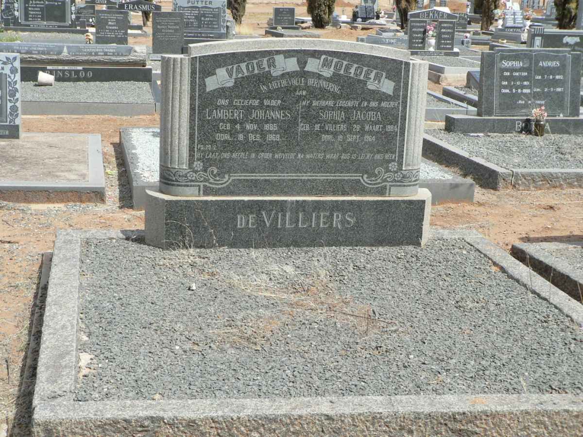VILLIERS Lambert Johannes, de 1885-1968 &amp; Sophia Jacoba DE VILLIERS 1884-1964