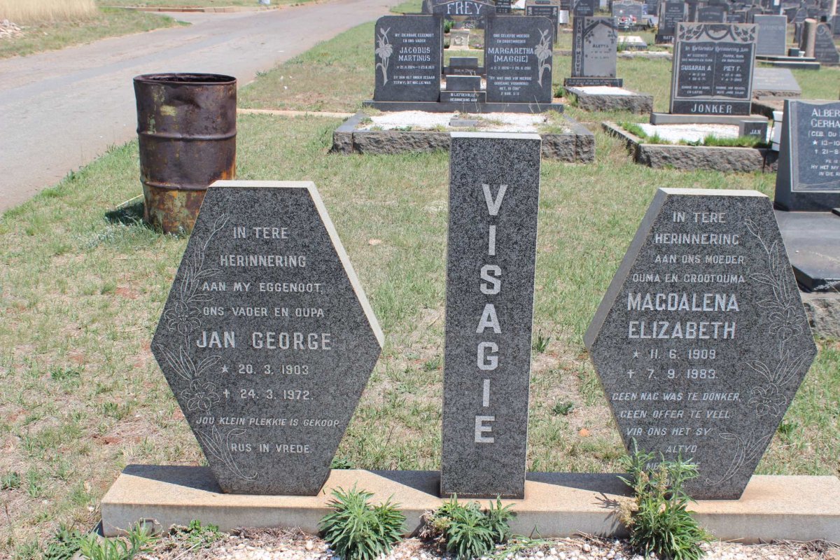 VISAGIE Jan George 1903-1972 &amp; Magdalena Elizabeth 1909-1983