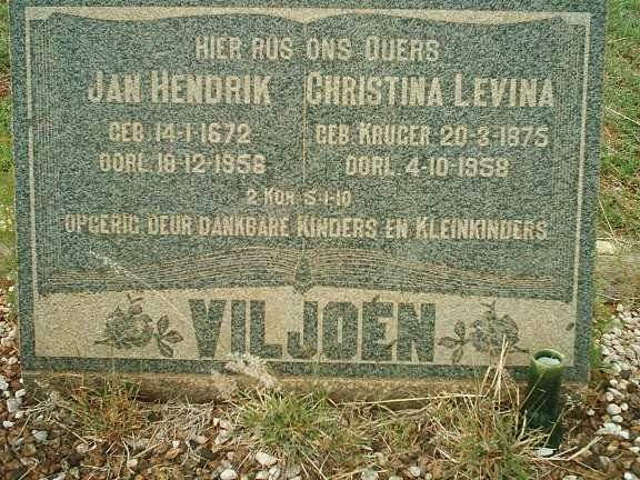 VILJOEN Jan Hendrik 1872-1958 &amp; Christina Levina KRUGER 1875-1958