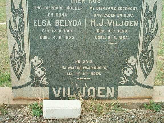 VILJOEN H.J. 1888-1956 &amp; Elsa Belyda 1895-1972